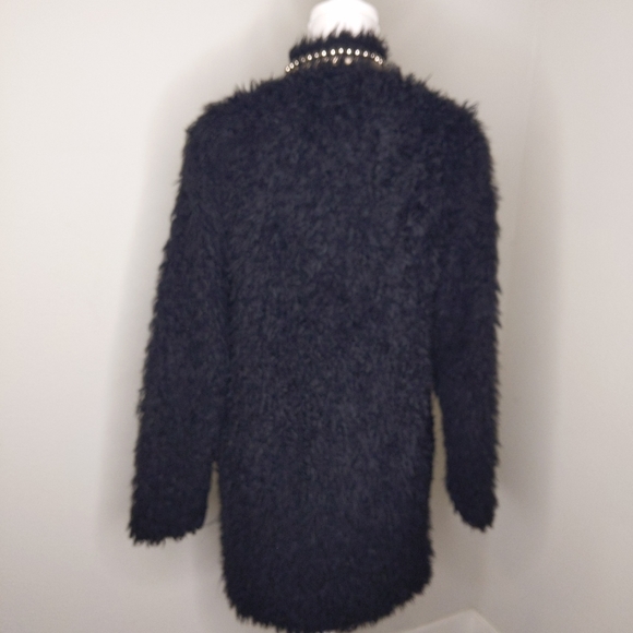 GUESS Oversized Black Faux Fur Coat Women’s XS (Fits M/L) | Snap Button Longline - Picture 5 of 12